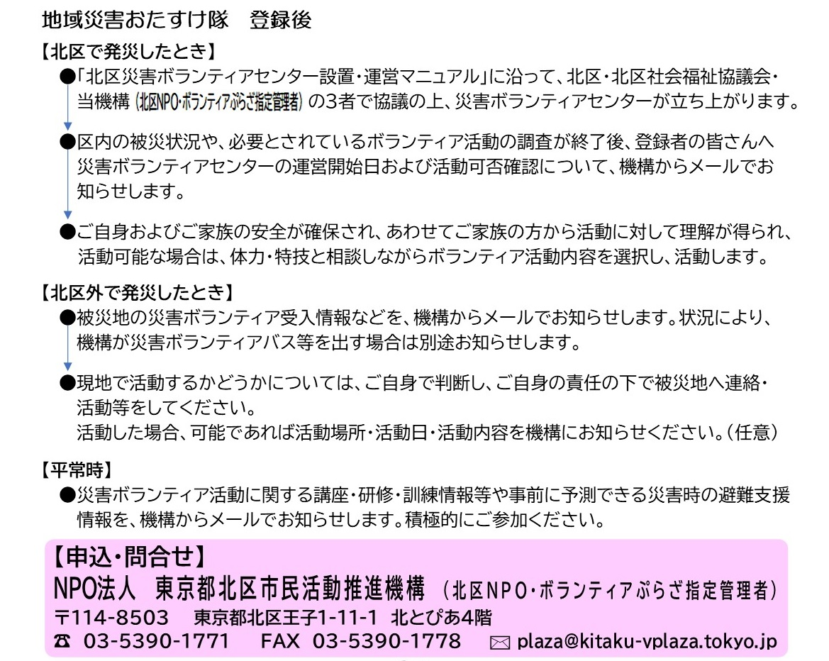 地域災害おたすけ隊 登録後